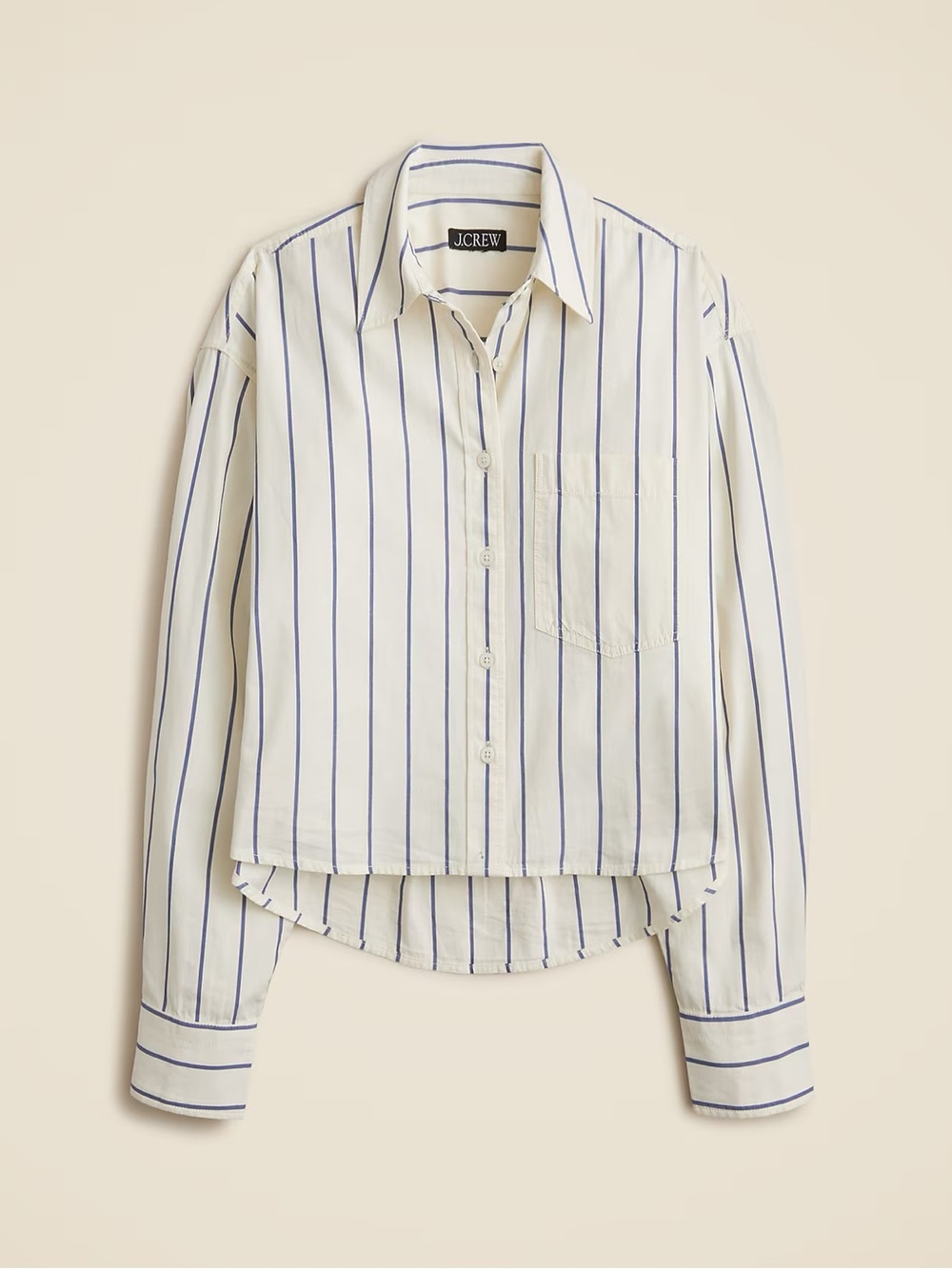 J. Crew White Shirt with Blue Vertical Stripes